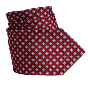 Brooks Brothers Makers Silk Necktie Designer Red‎ Geometric Woven in England EUC